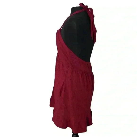 B. Original Maroon Gauzy Boho Halter Sleeveless Midi Dress NWT Size L - Picture 2 of 7